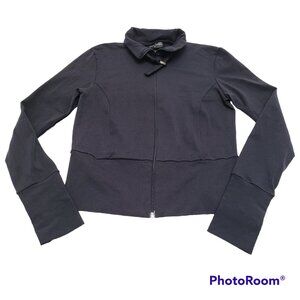 Athletic Jacket Black Full Zip Buckle Fitted Workout Fitness Stretch Marie Dade